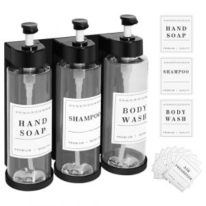 Distributeur Savon Mural, Distributeur Savon Salle de Bain avec &eacute;tiquettes, 900ML Distributeur Shampoing et Gel Douche, Rechargeable Distributeurs Savons Liquide pour Bains, Cuisine, H&ocirc;tel, Toilettes (CYHQ-EU, neuf)
