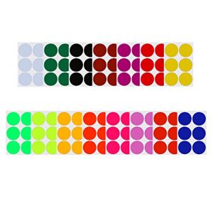 Royal Green Lots de 48 autocollants ronds de 50 mm - Couleurs assorties : rouge, bleu, vert, jaune, violet, orange, marron et rose - Facile &agrave; d&eacute;coller 90-pack 15 couleurs combin&eacute;es - 90. (RoyalGreenMarketEU, neuf)