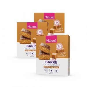 Barre Nutritionnelle | Riche en Prot&eacute;ines et Fibres | Faible en Sucres et Mati&egrave;res Grasses | Laboratoire Milical (Lot de 3, Caramel) (Ma Sant&eacute;, neuf)