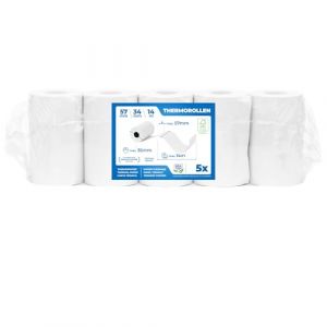 THERMALKING - Rouleau TPE Carte Bancaire 57x35x12 [sans BPA] - Bobine papier thermique 57mm- Papier Rouleaux TPE - Rouleau CB thermique 57mm x 14m x 12mm - [5x] (Naruba Media, neuf)