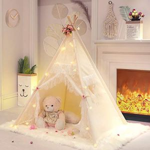 TreeBud de tipi en Dentelle de Bourgeon d'arbre pour Les Filles Tente tipi Toile Ivoire Tente de Jeu Classique/Maison à l'intérieur pour Enfants Bambins (Tree Bud, neuf)