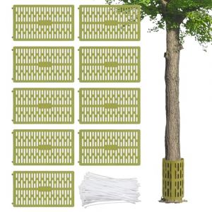 CPROSP 9 Pièces Protection de Tronc d'arbre 33 * 20cm, Protection Autour des Arbres en Plastique Taille Réglable, pour la Protection Contre Les Animaux et Les Tondeuses à Gazon, Vert Herbe. (CPROSP, neuf)