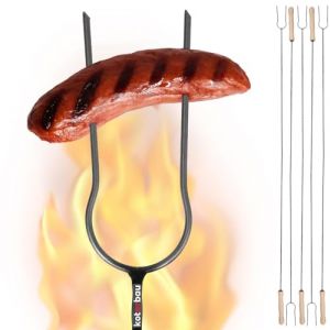 KOTARBAU&reg; 5 x Fourchette &agrave; barbecue 130 cmen Acier inoxydable | Fourche &agrave; double pointe | Brochette &agrave; feu en fil de fer avec manche en bois | Fourchette &agrave; feu barbecue (KOTARBAU, neuf)