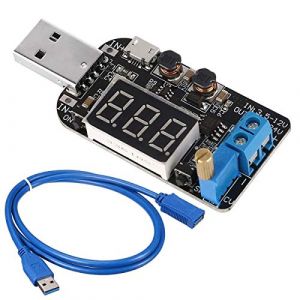 Youmile DC-DC Digital USB Buck Boost Converter Module 5V à 3.3V 9V 12V 18V 24V Module d'alimentation de régulateur de Tension abaisseur réglable avec câble d'extension USB (YoumileDirect, neuf)