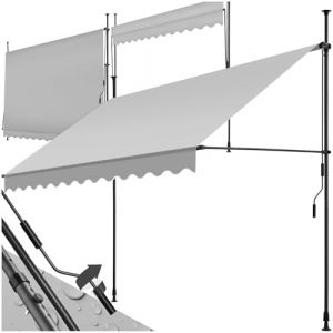 tectake Store banne sans Perçage Auvent Marquise Retractable avec Manivelle Multi-Fonction Store latéral Enroulable Brise Vue Brise Soleil Opaque en Aluminium - Gris Clair, 300 x 180 cm (Made4Home SAS, neuf)