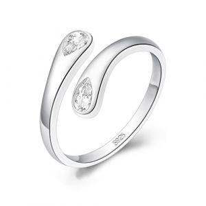 HEEYA Bague Argent 925 Femme Hypoallerg&eacute;nique Plaqu&eacute; Or 18K Bague Goutte d'Eau Ouverte R&eacute;glable avec Zirconium Cubique 5A Bague Pouce &Eacute;paisse pour Femme Homme avec Bo&icirc;te Cadeau (HEEYA Jewellery, neuf)