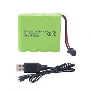 1PCS 4.8V 2800mah AA Li-Batterie Rechargeable avec fiche SM-2P et Ligne de Chargement USB pour SY-E511 RC excavatrice Voiture Camion d'ingénierie E562 TD141 RC Voiture (FengYun Store, neuf)