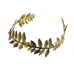 Coiffe de laurier doré – Lot de 1 – Couronne de feuilles d'or de la déesse romaine/grecque – Accessoire de déguisement de la Grèce antique (ILFD GROUP LTD, neuf)