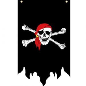 Gwezmxs&zwnj; Drapeau Pirate D&eacute;coration Ext&eacute;rieur, Cr&acirc;ne au Foulard Rouge pour F&ecirc;tes/D&eacute;coration Jardin/Halloween, 30x50cm (Gwezmxs-Direct, neuf)