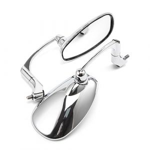 Moto R&eacute;troviseur lat&eacute;ral Ovale 8mm 10mm pour Cafe Racer Bobber Chopper (Argent) (evomosa Eur., neuf)