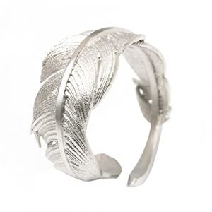 KONFEN Bague Argent Femme Homme, Plume R&eacute;glable, Pouce Ouverte Anneau, Orteil Bijoux Vintage pour Femme Fille Homme Ado (Argent) (KONFEN, neuf)