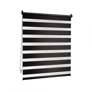 Victoria M. Store Enrouleur Double 85 x 230 cm Noir, Translucide & Occultant Jour Nuit Montage par Serrage sans Percer pour Fenêtre Et Porte avec Chaînette (Jalousiescout Shop, neuf)