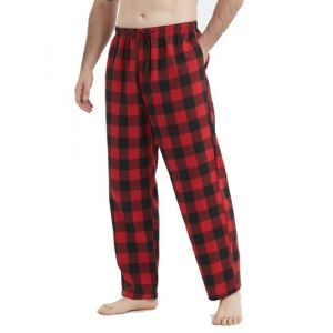 Jveyvth Pantalon de Pyjama Pour Homme, Pantalon de Nuit à Carreaux En Flanelle de Coton, Pantalons de Pyjama Avec Poches Et Braguette Boutonnée (CSEASY, neuf)