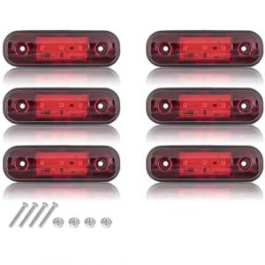 VEQENMOT Feux de gabarit lat&eacute;raux Rouges &agrave; 3 LED, 12 V-24 V, Clignotants lat&eacute;raux universels, &eacute;tanches IP65, Feux de Position Avant et arri&egrave;re pour Camion, Camping-Car, Caravane (Lot de 6) (Aototeck US, neuf)