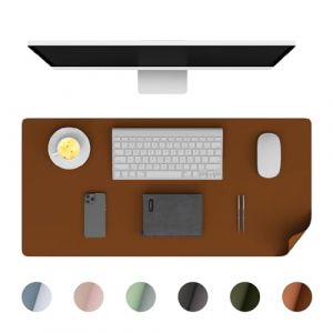 Phoraego Sous-main Bureau, tapis de bureau en cuir PU, grand tapis de souris, protection de bureau antidérapant, bloc de bureau imperméable pour bureau et maison (marron, 90 x 43 cm) (TangHaopeijian, neuf)