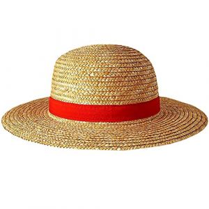 BeisDirect Chapeau de paille One Piece Luffy Chapeau de paille multifonctionnel en forme de personnage de dessin animé pour enfants et adultes, 31CM (Paille de blé) (ZBLanc, neuf)