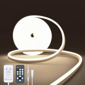 NELUX Neon Ruban LED Exterieur 2m, Bande Lumineuse LED Etanche Blanc Neutre 4000K, Bandeau N&eacute;on Tube Flexible Murale, Enseigne Lumineux Decoration Chambre. Comprend T&eacute;l&eacute;commande et Alimentation 24V (FRILAP, neuf)