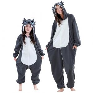 COOKY.D Pyjama D&eacute;guisement Animal Parent-Enfant Unisexe &Agrave; Capuche Combin&eacute; Une Pi&egrave;ce Costume Jeu Vid&eacute;o Halloween pour Filles Gar&ccedil;ons Pyjama Tenues Famille,Noir 9-10 Ans (MICHLEY INTERNATIONAL, neuf)