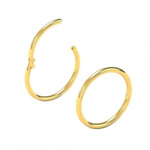 Body CAC Or 2 Pièces-0.8mm×7mm Femme Acier Chirurgical Anneaux de Nez à Charnière Oreille Inoxydable Piercing Helix Cartilage Tragus Boucles D'oreilles (Body CAC piercing, neuf)