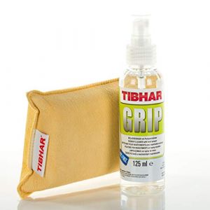 Tibhar Kit de nettoyage pour tennis de table | Nettoyant pour revêtement Grip avec éponge combinée | Kit d'entretien de revêtement | Spray à pompe | 125 ml (TopSpeed Tischtennis Vertriebs GmbH, neuf)
