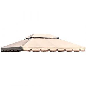 Bakaji Bâche de Protection pour tonnelle 3x4m Beige avec Rabat Coupe-Vent avec Toit cheminée Bâche imperméable Pluie Polyester et PVC renforcé en PU, de Jardin Royal (Esplodia, neuf)