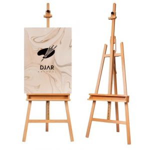 DJAR Chevalet artistique pour peinture, en bois de hêtre massif, réglable, grand chevalet de sol de studio avec plateau de rangement pour adultes et étudiants, peut contenir une toile jusqu'à 124,5 (Djar Arttool, neuf)