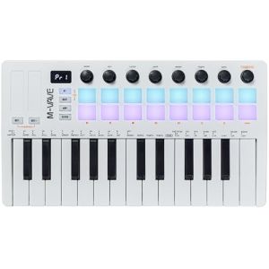 M-VAVE 25 touches 16 pads de batterie r&eacute;tro&eacute;clair&eacute;s Clavier MIDI - Beat maker professionnel et Keytar pour la production musicale au clavier Batterie int&eacute;gr&eacute;e Wireless Connect, MIDI 16 PADS, Blanc (HOEREVPRO, neuf)