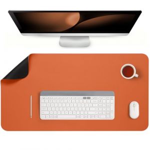 Jumdast Sous-main, Tapis de Bureau Antid&eacute;rapant Double Face Sous Main bureau Cuir Bloc-notes de Bureau &eacute;tanche pour le Bureau et la Maison(Noir Orange, 33 x 60 cm) (Jumdast, neuf)