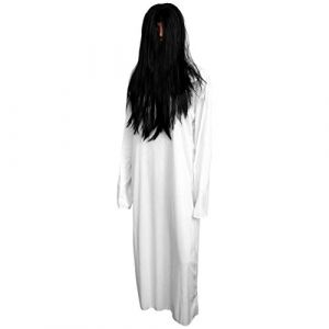 VALICLUD Costume De Fantôme Robe De Mariée Fantôme Robe De Zombie Perruques Fantôme Costume Cosplay D'Halloween (Vêtements Blancs Et Perruque) (Sudersana, neuf)