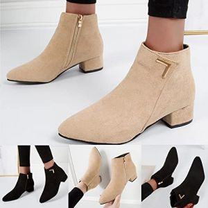 Boots Femme Cuir Rangers Automne Bottine Marron Basket Chaussure Hiver Chaussures Confort Chic Bottines De Ville Bottes Bottillons Pieds Larges Sensibles Femmes (FUKUANMA-FR, neuf)