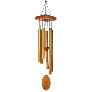 CIM Carillon sonore en Bambou Asie - Longueur Totale : 79 cm - avec Crochet en S - R&eacute;sistant aux intemp&eacute;ries (WindSpiele, neuf)