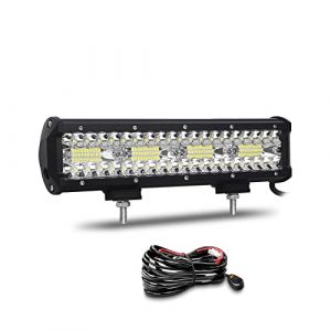 Willpower 30cm 12'' 240W Barre LED Spot et Inondation Rampe LED 12V 24V Étanche Bar a LED Feux Phare de Travail LED Projecteur LED pour 4x4 Voiture Camion Tracteur Quad Véhicule Bateau con Câblage (YZ-EU, neuf)