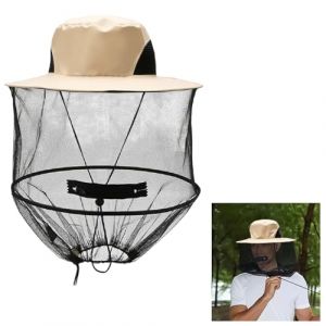 dellyy Chapeau Homme avec Moustiquaire, Chapeau Moustiquaire Beige pour l'Apiculture, la P&ecirc;che, le Camping, l'Alpinisme et les Voyages, Prot&egrave;ge des Piq&ucirc;res d'Abeilles et de Moustiques (Beige) (HUAFA99, neuf)