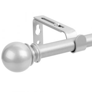 Tringle à rideaux réglable en acier inoxydable avec embout rond et supports et kit de ferrures Diamètre 16 mm Tringle décorative pour chambre à coucher Longueur 70-188 cm Argenté (Homereputation, neuf)