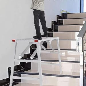 Plateforme de Travail Échafaudage D'escalier avec Pieds Réglables, Établi Antidérapant pour Travaux de Peinture, Plate-Forme de Chantier Pliable, Échafaudages Portables(100x30cm(39 3/8" x11 3/4")) (Möllenta, neuf)