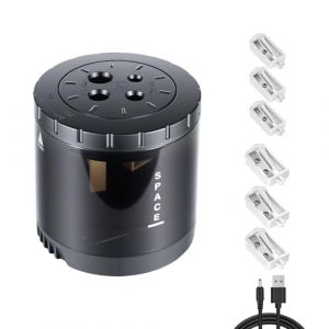 Taille-crayon &Eacute;lectrique, Taille Crayon 2 Tailles & 6 Lames Rech., Taille Crayon avec R&eacute;servoir pour Crayons 6-12mm, Taille Crayon Electrique Rechargeable & Batterie (Batteries Non Incluses) (Success 2025 LTD, neuf)
