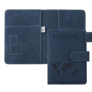 ILIYAH Protege Passeport Francais Pochette Passeport Voyage Technologie RFID &eacute;tui Passeport &eacute;tui Carte Bancaire L&eacute;ger et Portable(Marine) (Iliyah, neuf)