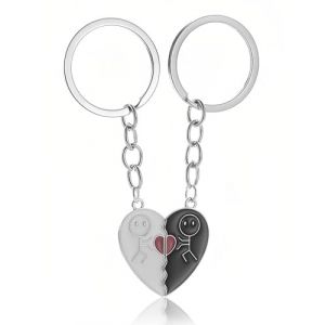 LEEQBCR 2 Pendentifs d'amiti&eacute; noir et gris, porte-cl&eacute;s BFF, porte-cl&eacute;s de la meilleure amie, porte-cl&eacute;s d'amiti&eacute; en forme de coeur pour gar&ccedil;ons et filles, cadeau d'anniversaire (LEEQ EU, neuf)
