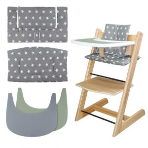 Coussin de Chaise Haute, Doux et Confortable pour Housse de siège bébé avec 2 Sets de Table pour Chaise Haute, pour Tripp Trapp Coussin bébé Rend bébé Assis Plus Confortable(Gris Étoile) (Tengest, neuf)