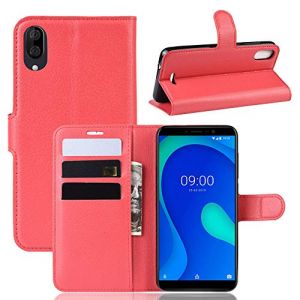 BOCTECH Coque pour Wiko Y80, Magn&eacute;tique Housse &Eacute;tui &agrave; Rabat en Cuir PU et Silicone avec Porte Carte Support Portefeuille Mince Flip Cover Case Antichoc, Rouge (BOCTECH EU Store, neuf)