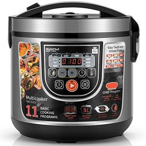 ForMe Multicuiseur 5L I 860W Cuiseur Riz 11 Programmes Cuisson I Cuiseur Vapeur I Fonction Maintien au Chaud I Cuve Intérieure Mesure I Boîtier en Aluminium Brossé Inox Digital Multicooker (Formeonline.eu, neuf)