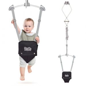FUNLIO Sauteur de Porte pour Bébé de 6 à 24 Mois (Avec Clip de Porte), Sauteur pour Bébé avec Ressort Solide et Sangle Réglable, Videur de Porte Portable pour Bébé, Supportant 18 kg, Certifié CE -Noir (EletreeEU, neuf)