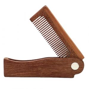 Peigne à barbe pliable – Peigne en bois de santal | Peigne de nettoyage de barbe | Peigne à barbe antistatique | Brosse à barbe à dents fines en bois de poche | Peignes à barbe et moustache pour (eurt, neuf)