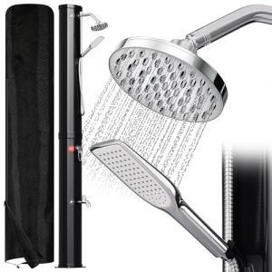 Ansobea Douche solaire de jardin 40 l avec capot de protection et douchette de main, pommeau de douche pivotant &agrave; 180&deg;, douche int&eacute;gr&eacute;e &agrave; pied max. 60 &deg;C sans raccordement &eacute;lectrique (YYYYU123, neuf)