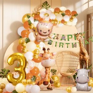 3ème anniversaire garçon fille 3 ans décoration anniversaire jungle animaux de la forêt, ballons safari 3 décoration anniversaire enfant, décoration anniversaire animaux (ouhan, neuf)