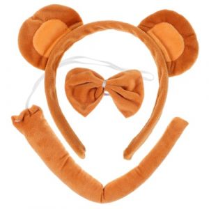 1 Ensemble Costume de Singe pour Bandeau Oreilles de Singe Nœud et Queue Accessoires Adorables pour Déguisement Cosplay et Fêtes (Belicious Helper, neuf)
