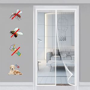 KSITH- Fly Magnétique Moustiquaire Porte Fermeture Automatique Magnétique Anti Moustiques Rideau Facile à Installer, pour Porte/Patio/Couloirs ​Empêche Bestioles- White-A|| 80x185cm(31x72inch) (KSITH- Fly®-EU, neuf)