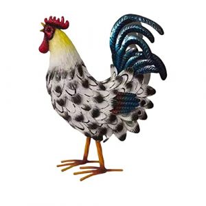 VVVineanie D&eacute;coration de Coq en m&eacute;tal, Animaux en Cour Art Pelouse Personnages Ext&eacute;rieur, Terrasse, Arri&egrave;re - Cour et Maison Cuisine Art (Black and White) (CANAK STORE, neuf)