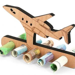 KEQAR Cadeau Original en Bois pour Anniversaire, Id&eacute;al comme Cadeau d'Argent, pour Voyage, Lune de Miel, Avion, D&eacute;coration Personnalisable pour Amis, Famille, Amoureux, Passionn&eacute;s d'Avion (APENGPENG, neuf)