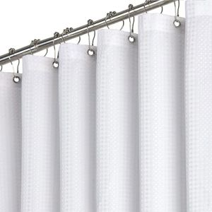 BTTN Rideau de douche en gaufre blanc 240x180 cm, extra large anti-moisissure en tissu imperm&eacute;able lourd avec 16 crochets, ourlet lest&eacute; lavable en polyester d&eacute;coratif pour salle de bain (Yukin_Eur, neuf)